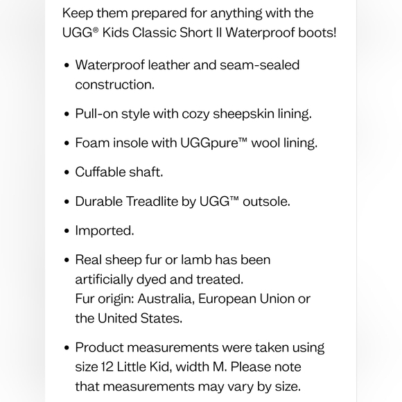 UGG (Toddler/Little Kid) Classic Weather Short *New In Box* - Picture 8 of 10